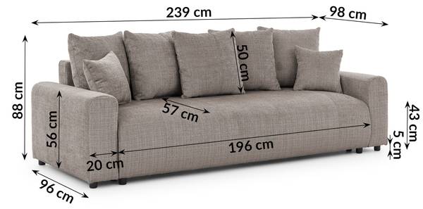 Schlafsofa Calma Taupe - Chenille