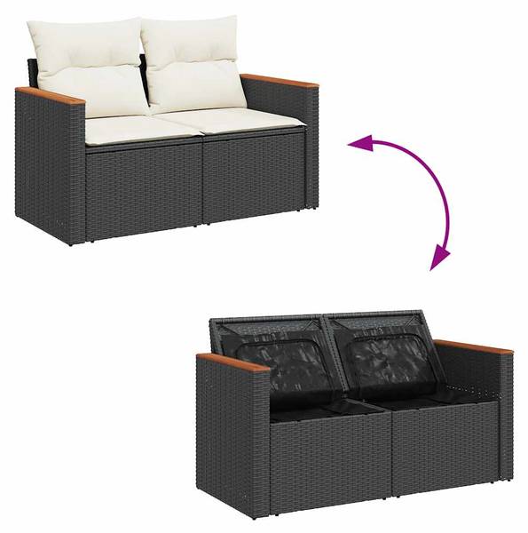 Garten-Lounge-Set 3036563-4 7-teilig Schwarz - Weiß - Polyrattan - 62 x 69 x 62 cm