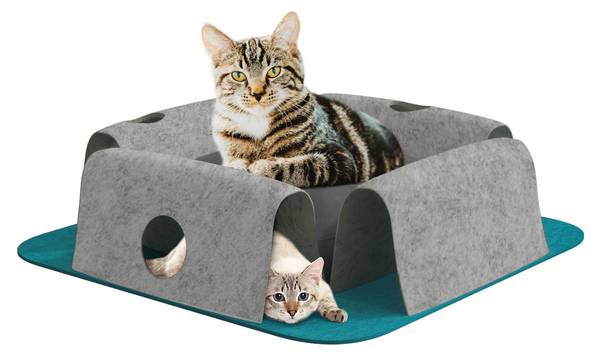 Tunnel pour chat KB Bleu - Blanc - Polyester - 35 x 14 x 35 cm