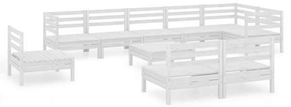 Garten-Lounge-Set 3010531 (10-teilig) Weiß - Kiefer - 64 x 29 x 64 cm