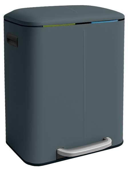 Prullenbak 2 vakken elk 20 liter grijs - zilver