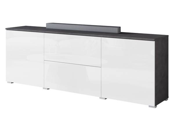 TV-Lowboard Vera Anthrazit - Glas Weiß