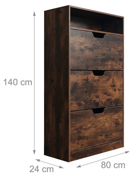 Schuhschrank Kipper mit offenem Fach Anthrazit - Breite: 80 cm