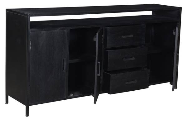 Sideboard Kala Schwarz - Massivholz - 180 x 85 x 40 cm