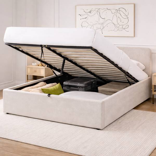 Bett LIOR Grau - Massivholz - 205 x 88 x 150 cm