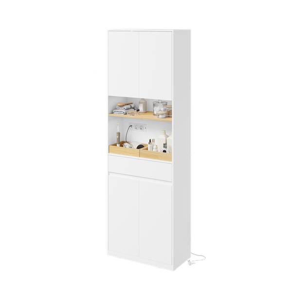 Badezimmerschrank BZR241-E-W Weiß - Melamin - 30 x 180 x 60 cm