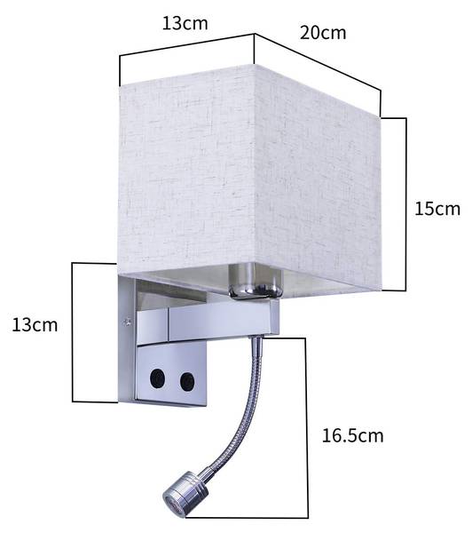 Wandleuchte Kaelin Beige - Eisen - 17 x 20 x 36 cm
