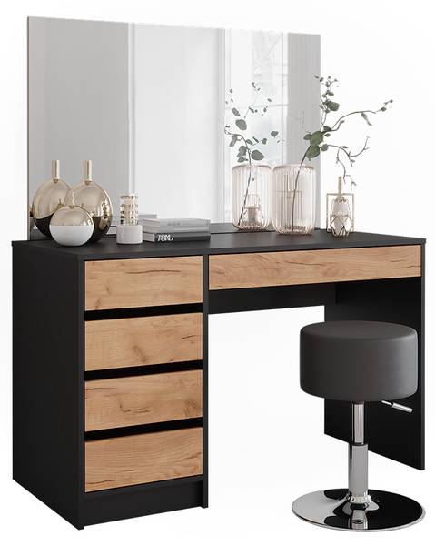 Schminktisch Sherry 52028 3er set Braun - Grau - Holzwerkstoff - 120 x 75 x 55 cm