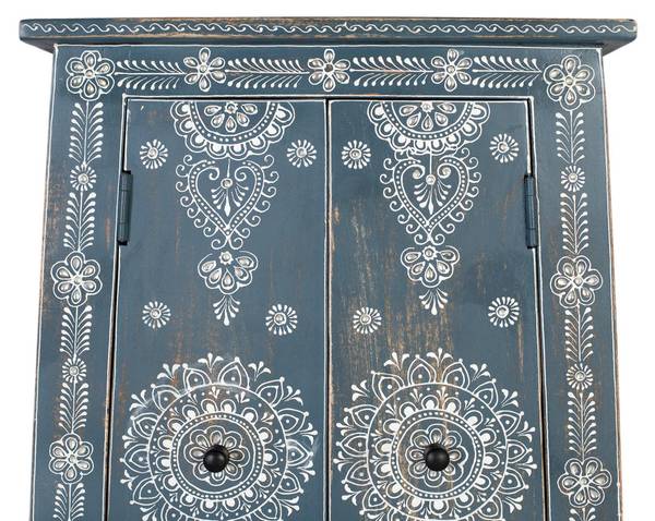 Anrichte 1890 Blau - Massivholz - 35 x 92 x 50 cm