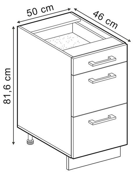 Keukenonderkast R-Line 69898 hoogglans antracietkleurig - eikenhouten look - Breedte: 50 cm