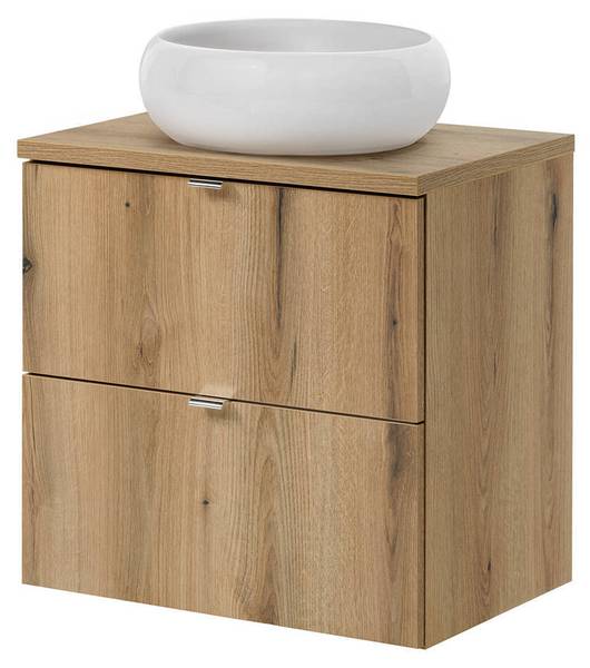Wastafelonderkast met wastafel Skelbolu eikenhouten look