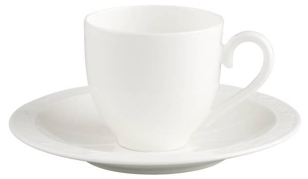 Espressotasse mit Untertasse White Pearl Weiß - Porzellan - 13 x 8 x 13 cm