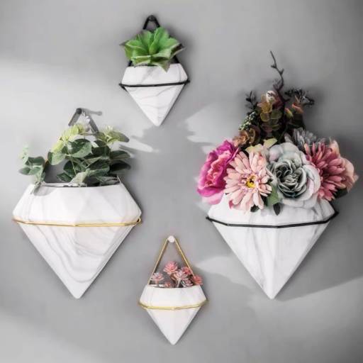 Wand Blumentopf-Set Semela Gold - Weiß