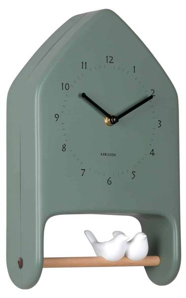 Wanduhr Love Birds Grün
