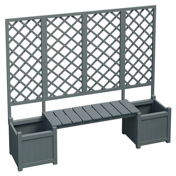 Spalier Emilia mit Blumenkasten Grau - Massivholz - 169 x 145 x 42 cm