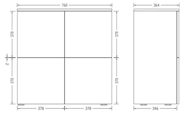 Kommode Schrank04 Weiß - 36 x 74 x 76 cm