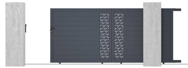 Schiebetor GREGOR Grau - Metall - 4 x 178 x 390 cm