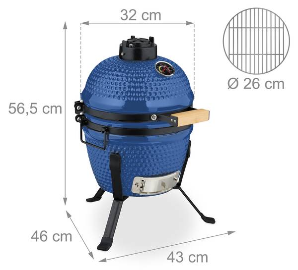 Kamado Grill aus Keramik Schwarz - Blau
