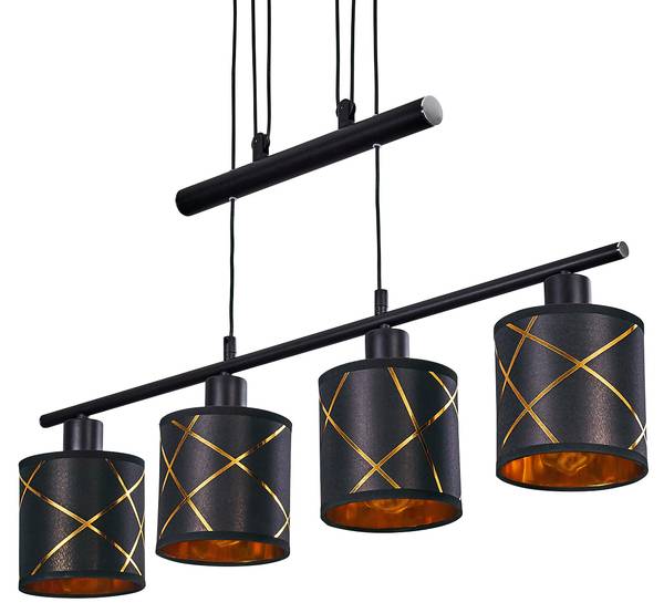 Pendelleuchte Osimo Schwarz - Gold - Webstoff - Aluminium - PVC - 13 x 190 x 76 cm