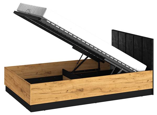 Bettgestell CASPER-131-9 Schwarz - Holzwerkstoff - 126 x 90 x 208 cm