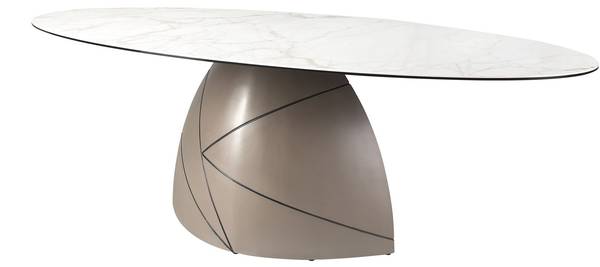 Esstisch 1206 Weiß - Edelstahl - Marmor - 240 x 76 x 120 cm