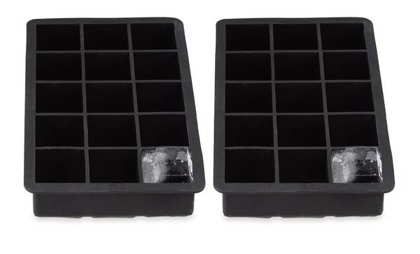 2x Siliconen ijsblokjesvorm 3,5 cm zwart - silicone - 20 x 4 x 13 cm