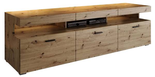 TV-Lowboard VANCOUVER Schwarz - Braun - Holzwerkstoff - 180 x 56 x 50 cm