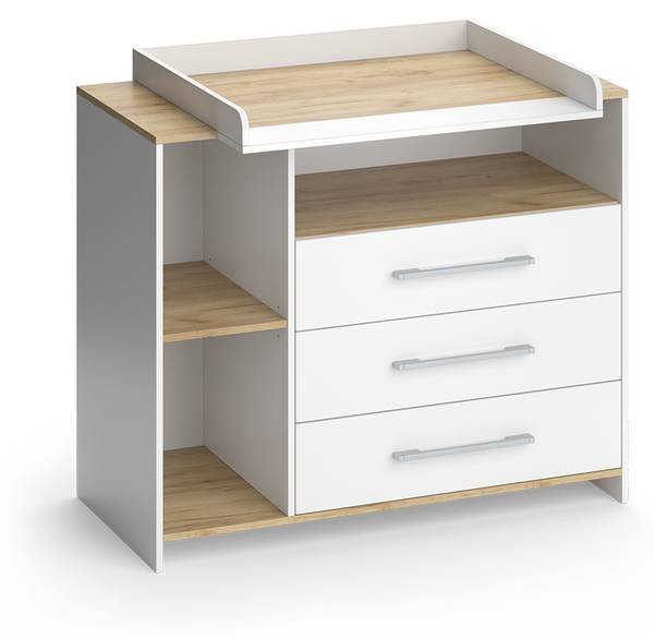 Wickelkommode Oskar 55591 Eiche Sand Dekor - Weiß