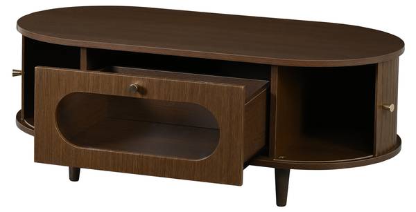 Salontafel Coeus Ⅳ bruin - plaatmateriaal op houtbasis - glas - 50 x 36 x 100 cm