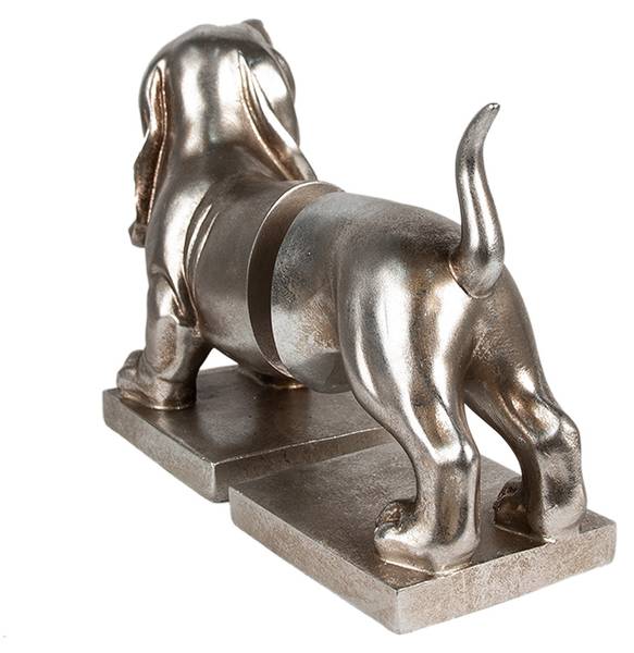 Buchstützen Hund Dackel LottaD 2er Set Silber - Kunststoff - 12 x 19 x 36 cm