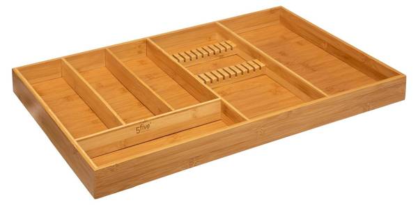 Besteckkasten 3 Fächer TIDY SMART Beige - Bambus - 38 x 5 x 58 cm