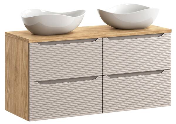 Doppelwaschtisch OLUO-56-6 Beige - Holzwerkstoff - 120 x 78 x 46 cm