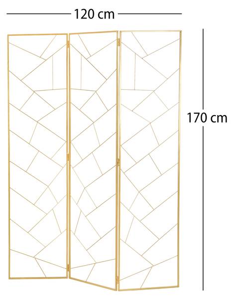 Raumteiler Mosaic 3tlg. Gold - Metall - 120 x 170 x 1 cm