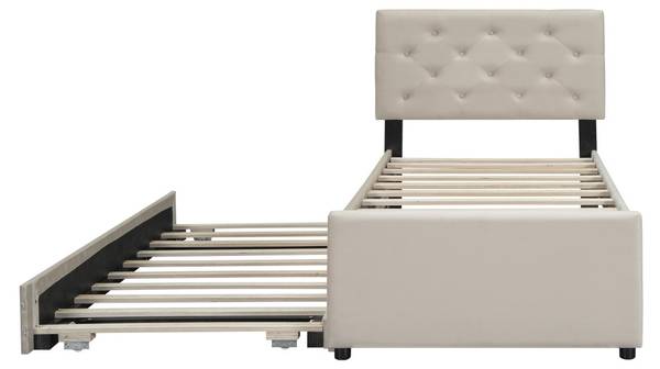 Polsterbett FU AJL005 Beige - Samt - 105 x 104 x 209 cm