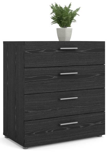 Commode Petra Noir - En partie en bois massif - 81 x 69 x 41 cm