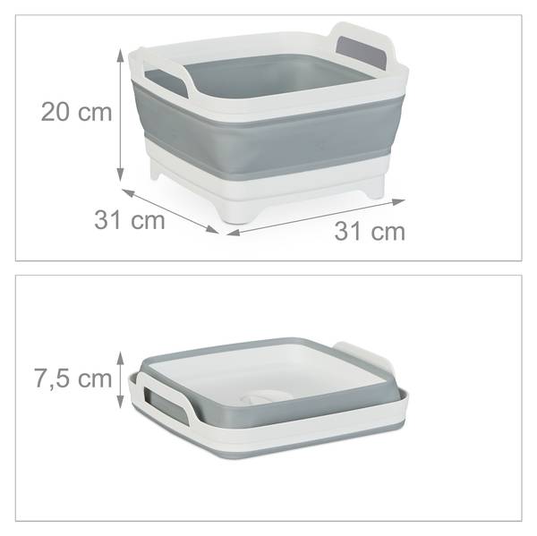Faltbare Spülschüssel mit Ablauf Grau - Weiß - Kunststoff - 31 x 20 x 31 cm
