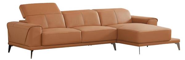 Sofa ANDOR Braun - Echtleder - Textil - 170 x 95 x 279 cm