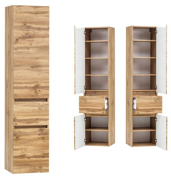 Badmöbel-Set VIDAGO-03-2 3er-Set Braun - Holzwerkstoff - 156 x 200 x 52 cm