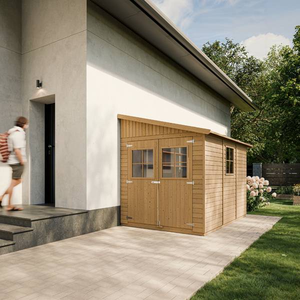 Gartenhaus mit Boden M339+M339G Beige - Fichte - 201 x 249 x 297 cm