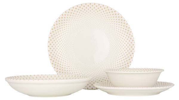 Geschirrset Punto - 24 teilig Porzellan - Höhe: 2 cm