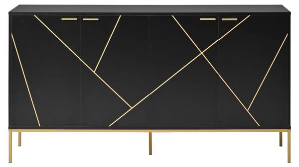 Sideboard EveDiana Ⅱ Schwarz - Holzwerkstoff - Metall - 150 x 80 x 40 cm