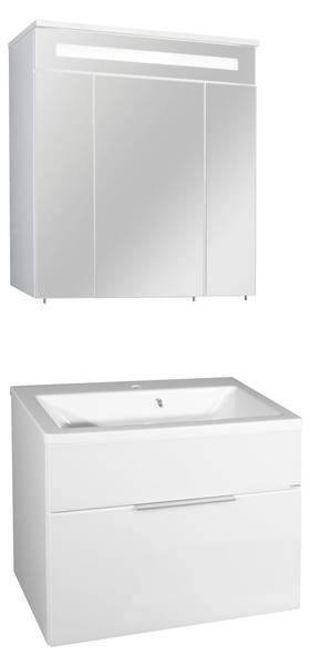 Badmöbel Set Kara Weiß (3-teilig) Weiß - Holzwerkstoff - 81 x 70 x 101 cm