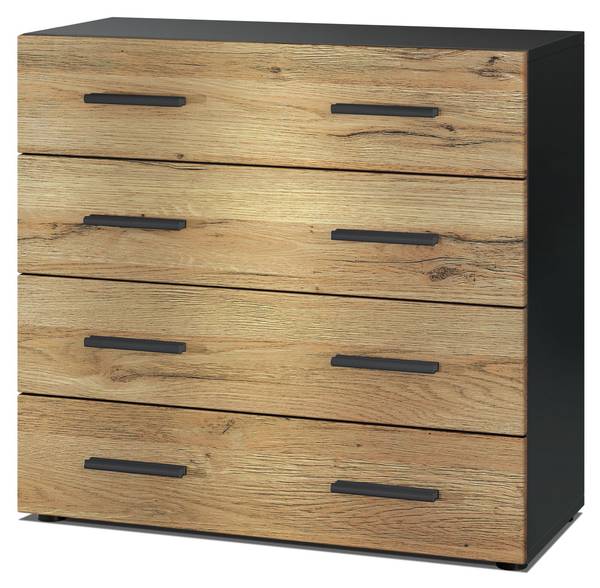 Kommode Den Schwarz - Eiche Dekor - 76 x 72 x 33 cm