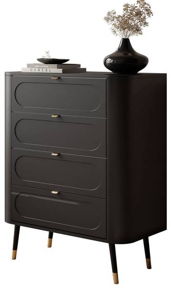 Kommode SHADOW 4S Schwarz - Holzwerkstoff - 78 x 98 x 40 cm