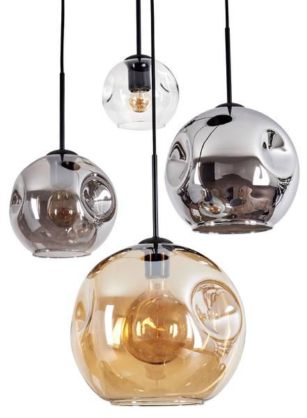 Pendelleuchte Cesaro Grau - Orange - Silber - Aluminium - Klarglas - 20 x 147 x 54 cm