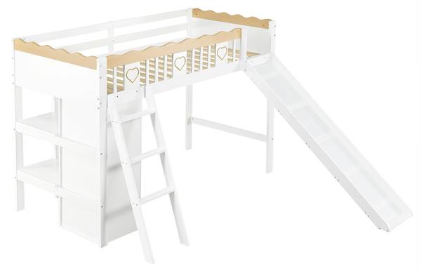 Hochbett Charlie Weiß - Kiefer - 232 x 136 x 205 cm