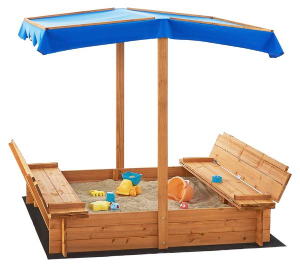 Sandkasten Kellenhusen Braun - Holz teilmassiv - 120 x 120 x 120 cm