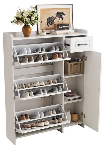 Schuhkipper BAMUD Ⅲ Weiß - Holzwerkstoff - 95 x 121 x 24 cm