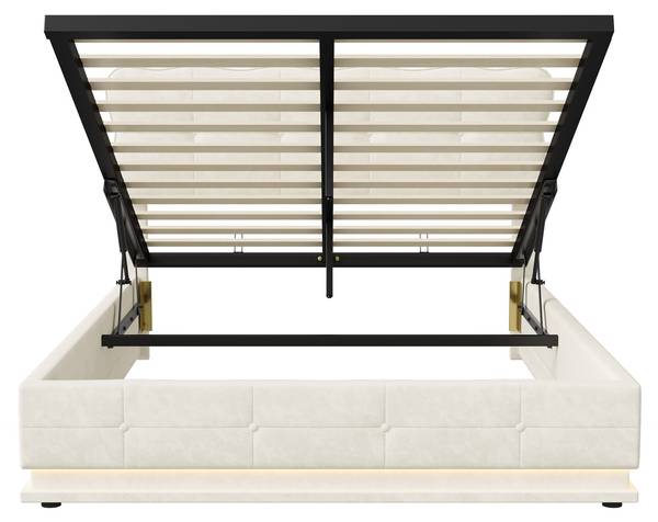 Boxspringbett mit Stauraum MPK05 Beige - Metall - Massivholz - 146 x 110 x 204 cm