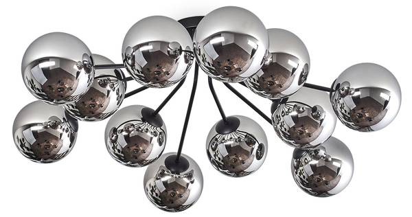 Deckenleuchte Fossobiubo Glas Grau - Silber - Flammenanzahl: 12